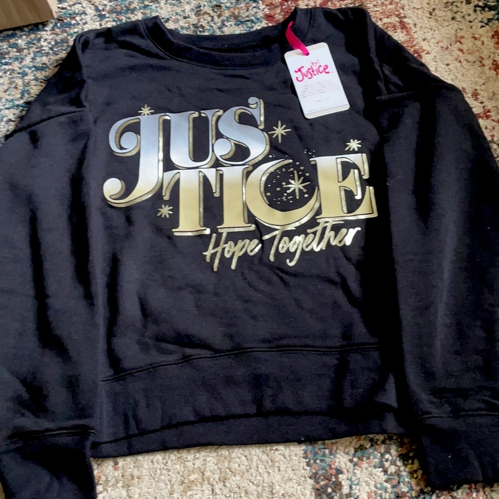 Justice drop shoulder crew neck black